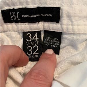 INC International Concepts Pants - Men’s White Linen Pants by INC INC International Concepts Pants - Men’s White Linen Pants by INC